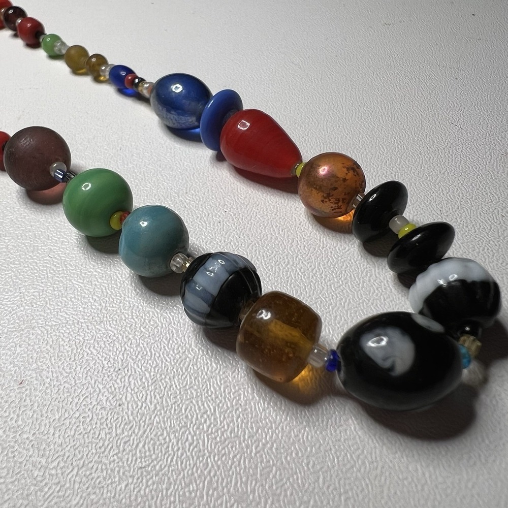 Bohemian Glass Beaded Necklace / Vintage Moroccan Berber Glass Beads